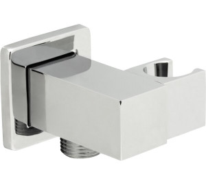 Soporte de ducha orientable cuadrado con toma 1/2" Cromado Kenjo